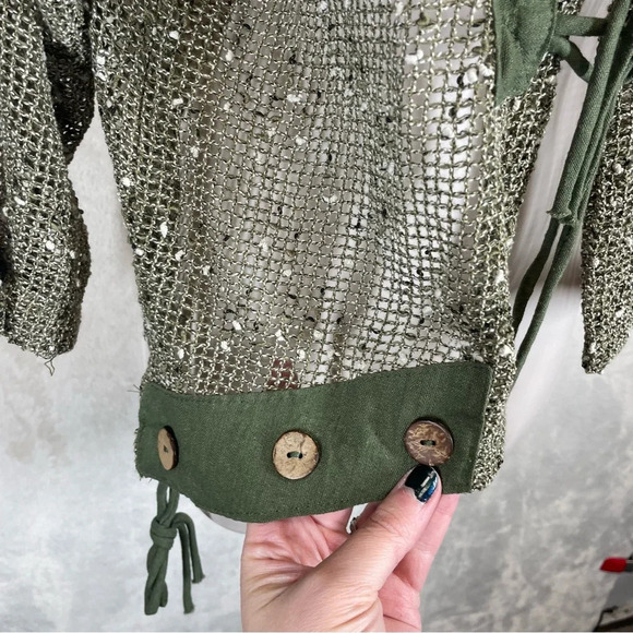 Kaktus open knit art to wear cardigan sweater green women’s small lagenlook - Picture 7 of 11